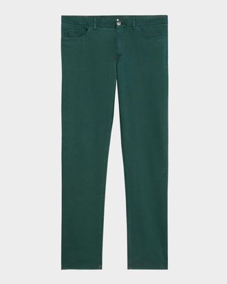 Isaia Mens Cashmere-Cotton Slim 5-Pocket Pants