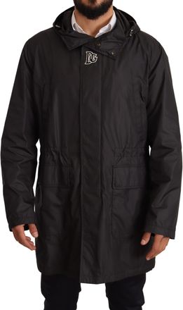 Dolce & Gabbana Black Hooded Mens Trench Coat Mens Jacket