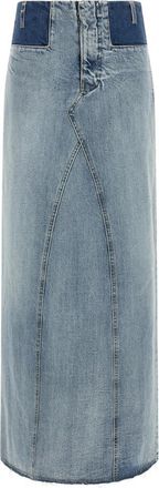 Maison Margiela Lange Denim Rok in Twee Kleuren - Dames - Spijkerrokken - Blauw - S - Denim - Rokken