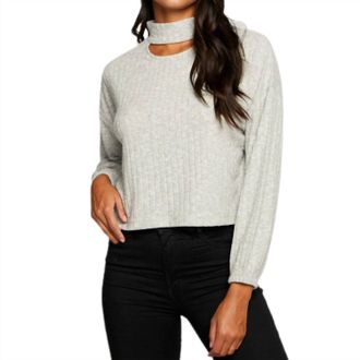 Chaser Rib Blouson Sleeve Pullover In Heather Grey