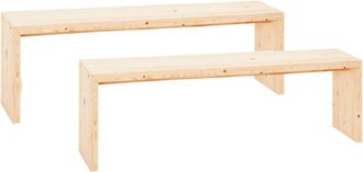Deco Wood Pack 2 bancos de madera maciza en tono natural de 145x45cm