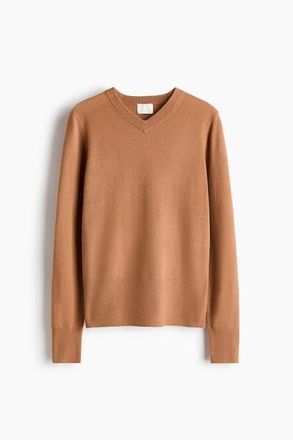 H&M V-neck Jumper in Dark Beige at Nordstrom, Size Xx-Large
