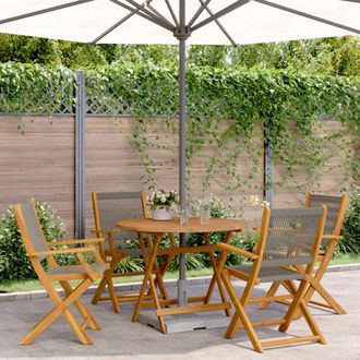 vidaXL Set De Comedor Jard&iacute;n 5 Pzas Polipropileno Madera Maciza Gris Vidaxl