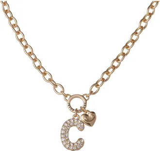 Juicy Couture Bubble Letter Necklace for Women with Clear Stones 18+2, Chunky Initial Necklace Gold-Tone in Letter C at Nordstrom