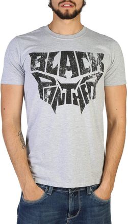 Black Panther Mens TEXT MASK T - Shirt, Grey (Grey Marl Spo), X-Large