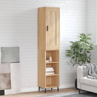 Berkfield Home Highboard Sonoma Oak 34.5x34x180 cm Engineered Wood in Brown