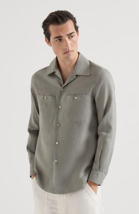 Brunello Cucinelli Shirt with chest pockets in Khaki at Nordstrom, Size Xxx-Large Eu