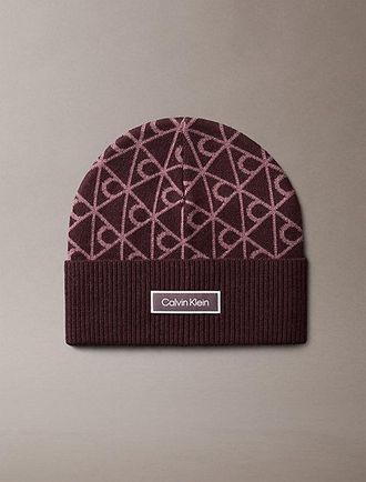 Calvin Klein Gorro De Punto De Lana Con Logo Con Emblema En Toda La Prenda