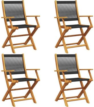 vidaXL Vidaxl - Sillas De Jard&iacute;n Reclinables 4 Uds Madera Maciza Acacia Negro