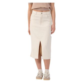 Kocca Denim Skirts, female, White, Size: 2XS Casual Over Knee Slitted Skirt