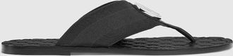 Gucci Mens Riviera Thong Sandal, Black, Fabric