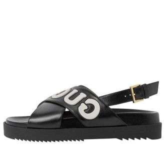 Gucci (WMNS) Gucci Sandal with Logo Script Black White 738691-AAB3J-1363