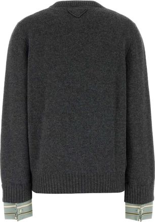 Prada Womens Dark Grey Wool Blend Sweater Ardesia Maglieria