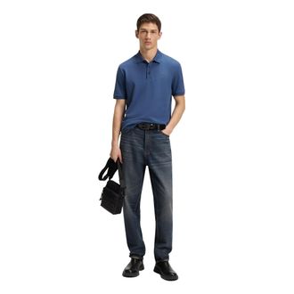 HUGO BOSS Hugo Heren Donos Katoenen Polo Shirt (Medium Blauw)