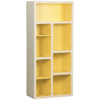 Sweeek Organic bookshelf with wood decor 8 compartments yellow - Agatha