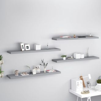 vidaXL Vidaxl - Estantes Flotantes Pared 4 Mdf Gris 120x23,5x3,8 Cm