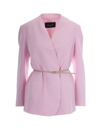 Fabiana Filippi Pink Solid V Neck Blazer