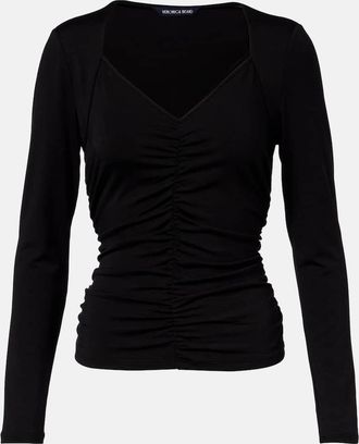 Veronica Beard Benedict gathered cotton jersey T-shirt