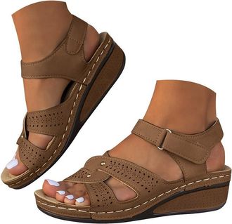 Generic Ladies Sandals Wide Fit Sandals for Women Orthopedic Sandal Women Summer Outdoor Anti-Slip Platform Beach Shoes Ladies Wedge Slides Wide Open Toe Ankl