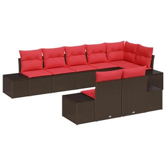vidaXL Conjunto De Sof&aacute; De Jard&iacute;n 8 Pcs Marr&oacute;n Rat&aacute;n Sint&eacute;tico Vidaxl