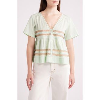 Damson Madder Tilda Lace Organic Cotton Top in Mint at Nordstrom, Size 12