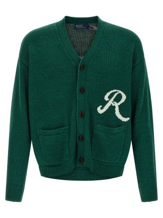 Ralph Lauren Green Intarsia Logo Cardigan