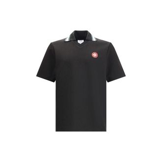 Casablanca Black Viscose Polo Mens Shirt