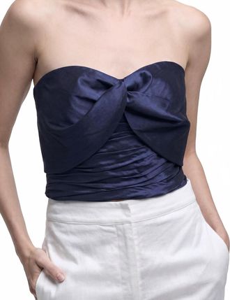 Kika Vargas Kali Taffeta Top In Navy
