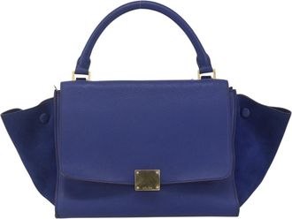 Celine Trapeze Bag Leather Blue Leather Handbag (Pre-Owned)