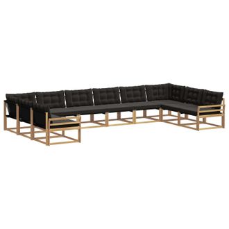 vidaXL Conjunto De Sof&aacute;s De Exterior Con Coj&iacute;n 10 Pcs Blanco Y Negro Vidaxl