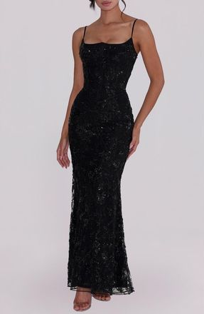 House of CB Naima Beaded Gown in Black at Nordstrom, Size X-Small A