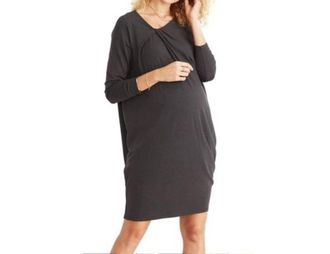 Hatch The Sandrine Long Sleeve Dress In Charcoal