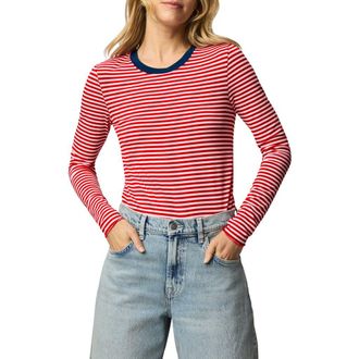 Splendid Stripe Long Sleeve Tee in Navy Blue/Route/White at Nordstrom, Size X-Small
