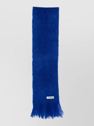 Jil Sander wool scarf fringed edges soft texture