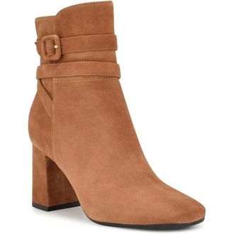 Nine West Quena Boots M Brown Suede Block Heel Dress Bootie HTAT726