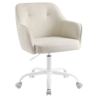 Songmics Silla de estudio giratoria ajustable de terciopelo color beige