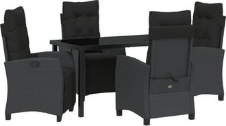 vidaXL Vidaxl - Garden Dining Set 5 pcs Black Poly Rattan