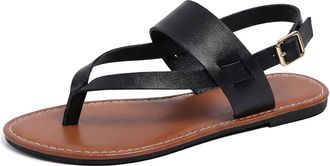 Generic Womens Flat Sandals Open Toe Casual Thong Sandals Stylish Classic Comfortable Lightweight Breathable Strappy Sandal Summer Beach