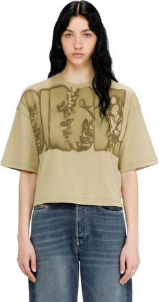 Diesel Cropped T-shirt with digital print - T-Shirts - Woman - Green