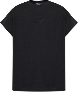 Dolce & Gabbana Tops, Heren, Zwart, XS, Katoen, T-shirt met logo