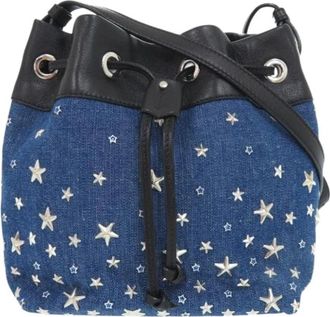 Jimmy Choo London Pre-owned Denim Schoudertas - Dames - Vintage Tas - Blauw - ONE Size - Denim - Vintage