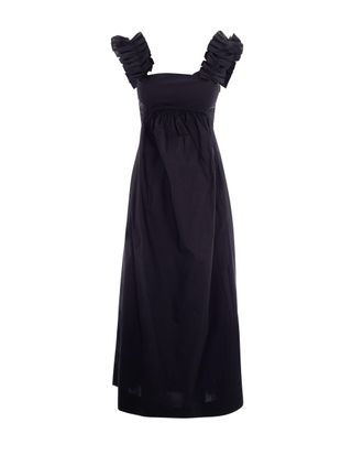 Liu Jo Long Dress with Ruched Shoulder Straps and Bow Detail