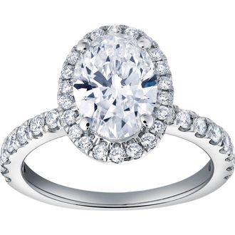 LuvMyJewelry Laurentia 14K White Gold Oval Lab Grown Diamond Halo Engagement Ring - 1.95 Ct at Nordstrom, Size 6.5