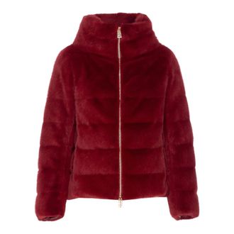 Herno Faux Fur & Shearling Jackets, female, Red, XS, Red Faux Fur Padded Jacket