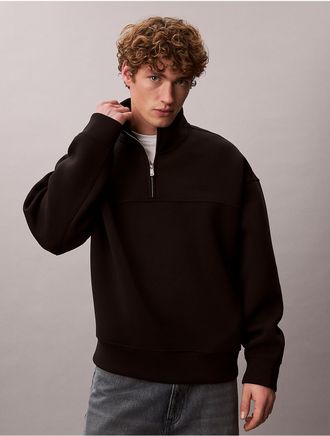 Calvin Klein Mens Spacer Quarter Zip Sweatshirt - Black - 2XL
