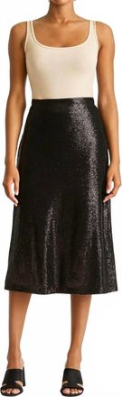 Suncoo Sequined Midi Skirt In Black