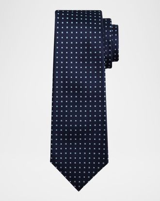 Kiton Men & apos;s Micro-Geometric Silk 7-Fold Tie