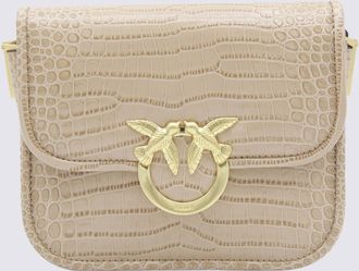 Pinko Beige Leather Crossbody Bag