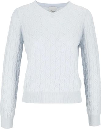Allude Trui met V-hals - Dames - Truien - Blauw - Maat: L Kasjmier
