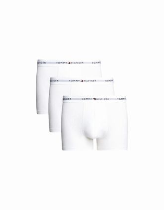 Tommy Hilfiger Mens 3-Pack Signature Cotton Boxer Trunks, White - Size: 39/38/32